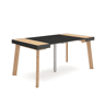 Mesa Consola Extensível, Cozinha, Sala de jantar, 160x90x73cm, Para 8 pessoas, Pés de madeira, Estilo moderno, Carvalho e preto