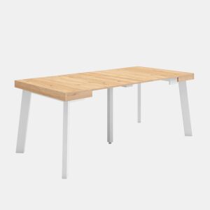 Mesa Consola Extensível, Cozinha, Sala de jantar, 180x90x73cm, Para 8 pessoas, Pés de madeira, Estilo moderno, Carvalho