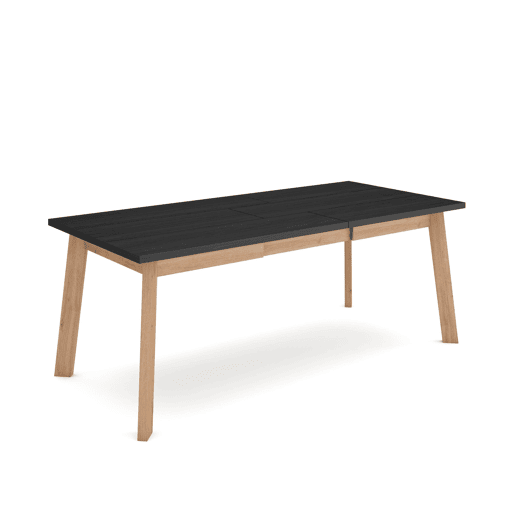 Mesa Sala de Jantar, Mesa Cozinha, 194x90x75cm, Para 10 pessoas, Pés de madeira, Preto e Carvalho Mesa Sala de Jantar, Mesa Cozinha, 194x90x75cm, Para 10 pessoas, Pés de madeira, Preto e Carvalho
