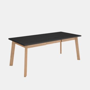 Mesa Sala de Jantar, Mesa Cozinha, 194x90x75cm, Para 10 pessoas, Pés de madeira, Preto e Carvalho