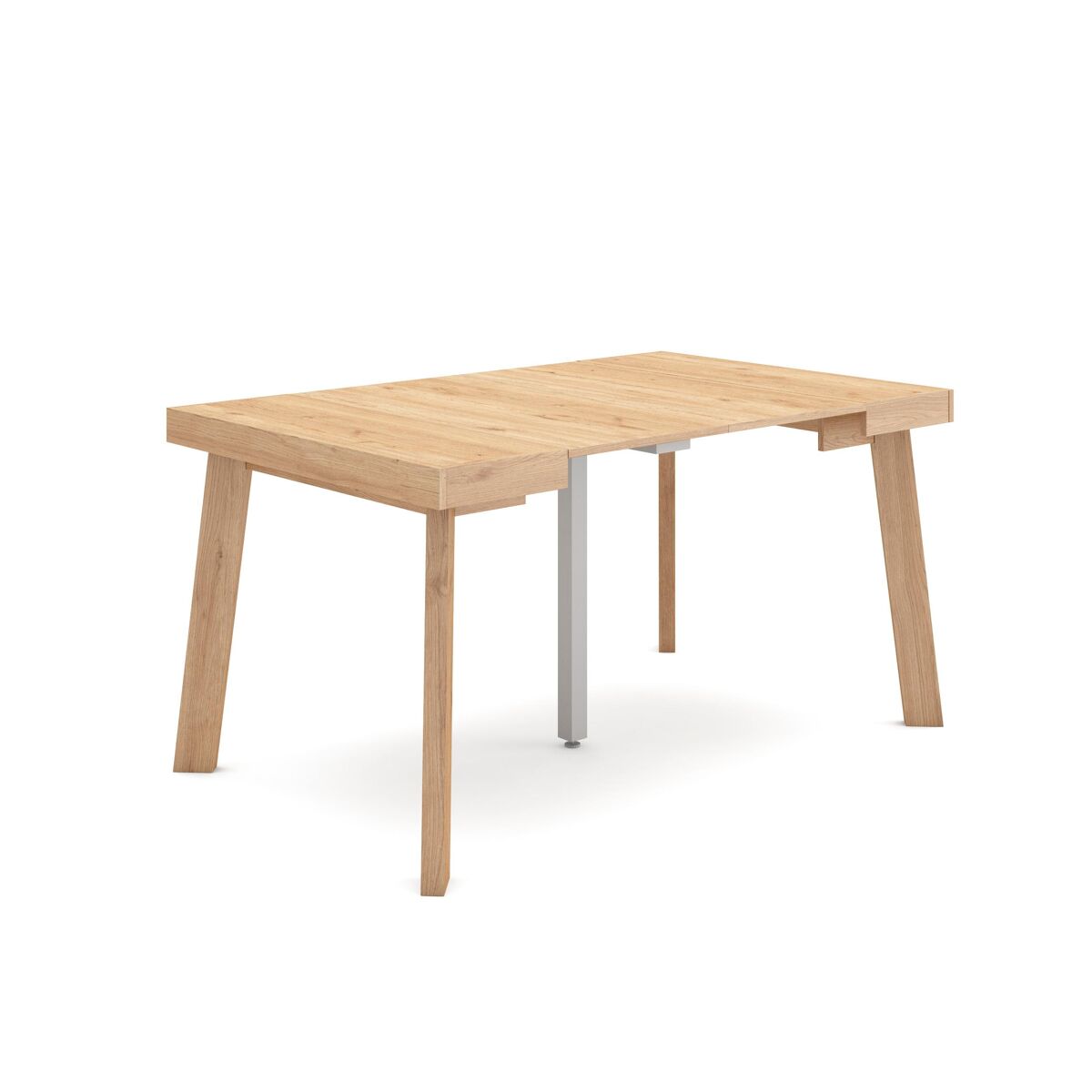 Mesa consola extensible, mesa comedor plegable, 140x90x73cm, para 6 comensales, patas de madera, estilo moderno, roble