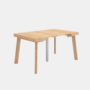 Mesa Consola Extensível, Cozinha, Sala de jantar, 140x90x73cm, Para 6 pessoas, Pés de madeira, Estilo moderno, Carvalho