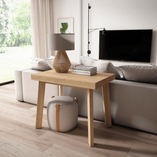 Mesa Consola Extensível, Cozinha, Sala de jantar, 140x90x73cm, Para 6 pessoas, Pés de madeira, Estilo moderno, Carvalho