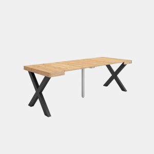 Mesa Consola Extensível, Cozinha, Sala de jantar, 222x90x73cm, Para 10 pessoas, Pés de madeira, Estilo moderno, Carvalho