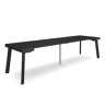 Mesa Consola Extensível, Cozinha, Sala de jantar, 302x90x73cm, Para 14 pessoas, Pés de madeira, Estilo moderno, Preto