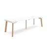 Mesa Consola Extensível, Cozinha, Sala de jantar, 262x90x73cm, Para 12 pessoas, Pés de madeira, Estilo moderno, Branco