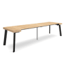 Mesa Consola Extensível, Cozinha, Sala de jantar, 302x90x73cm, Para 14 pessoas, Pés de madeira, Estilo moderno, Carvalho