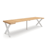 Mesa Consola Extensível, Cozinha, Sala de jantar, 302x90x73cm, Para 14 pessoas, Pés de madeira, Estilo moderno, Carvalho