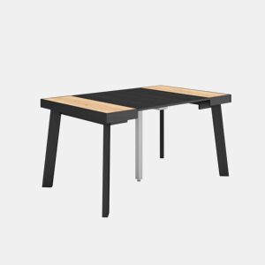 Mesa Consola Extensível, Cozinha, Sala de jantar, 140x90x73cm, Para 6 pessoas, Pés de madeira, Estilo moderno, Carvalho e preto
