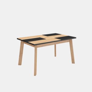 Mesa Sala de Jantar, Mesa Cozinha, 140x90x75cm, Para 6 pessoas, Pés de madeira, Carvalho e preto
