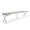 Mesa Consola Extensível, Cozinha, Sala de jantar, 302x90x73cm, Para 14 pessoas, Pés de madeira, Estilo moderno, Cimento
