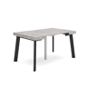 Mesa Consola Extensível, Cozinha, Sala de jantar, 140x90x73cm, Para 6 pessoas, Pés de madeira, Estilo moderno, Cimento
