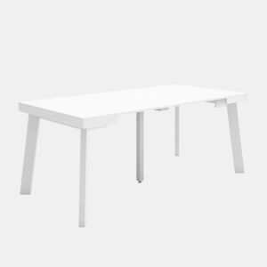 Mesa Consola Extensível, Cozinha, Sala de jantar, 180x90x73cm, Para 8 pessoas, Pés de madeira, Estilo moderno, Branco