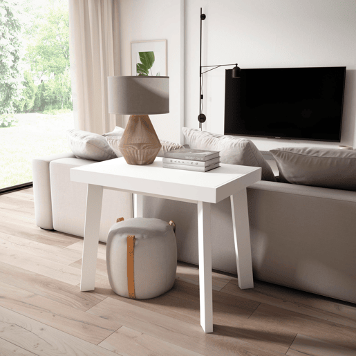 Mesa Consola Extensível, Cozinha, Sala de jantar, 180x90x73cm, Para 8 pessoas, Pés de madeira, Estilo moderno, Branco Mesa Consola Extensível, Cozinha, Sala de jantar, 180x90x73cm, Para 8 pessoas, Pés de madeira, Estilo moderno, Branco