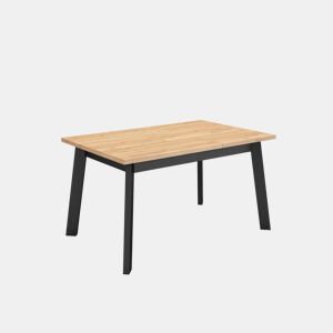 Mesa Sala de Jantar, Mesa Cozinha, 140x90x75cm, Para 6 pessoas, Pés de madeira, Carvalho e preto