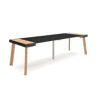 Mesa Consola Extensível, Cozinha, Sala de jantar, 262x90x73cm, Para 12 pessoas, Pés de madeira, Estilo moderno, Carvalho e preto