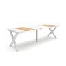 Mesa Consola Extensível, Cozinha, Sala de jantar, 262x90x73cm, Para 12 pessoas, Pés de madeira, Estilo moderno, Carvalho e branco
