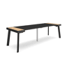 Mesa Consola Extensível, Cozinha, Sala de jantar, 262x90x73cm, Para 12 pessoas, Pés de madeira, Estilo moderno, Carvalho e preto