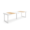 Mesa Consola Extensível, Cozinha, Sala de jantar, 262x90x73cm, Para 12 pessoas, Pés de madeira, Estilo moderno, Carvalho e branco