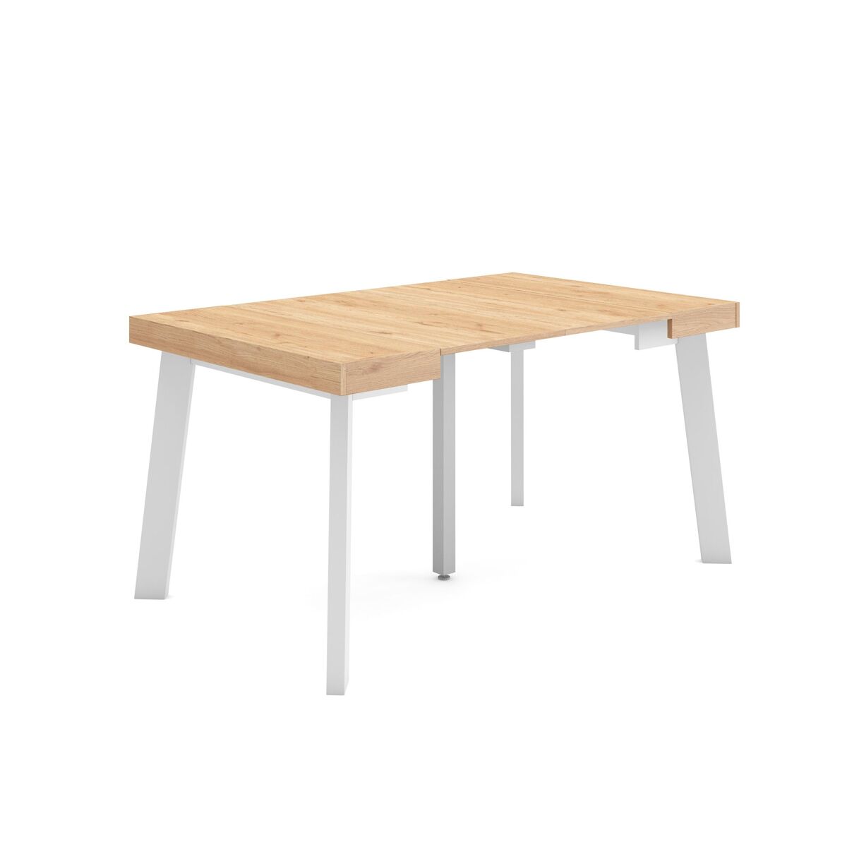 Mesa consola extensible, mesa comedor plegable, 140x90x73cm, para 6 comensales, patas de madera, estilo moderno, roble