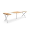 Mesa Consola Extensível, Cozinha, Sala de jantar, 262x90x73cm, Para 12 pessoas, Pés de madeira, Estilo moderno, Carvalho e branco