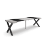 Mesa Consola Extensível, Cozinha, Sala de jantar, 262x90x73cm, Para 12 pessoas, Pés de madeira, Estilo moderno, Cimento