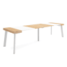Mesa Consola Extensível, Cozinha, Sala de jantar, 302x90x73cm, Para 14 pessoas, Pés de madeira, Estilo moderno, Carvalho e branco