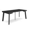 Mesa Consola Extensível, Cozinha, Sala de jantar, 180x90x73cm, Para 8 pessoas, Pés de madeira, Estilo moderno, Preto