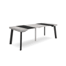 Mesa Consola Extensível, Cozinha, Sala de jantar, 222x90x73cm, Para 10 pessoas, Pés de madeira, Estilo moderno, Cimento