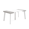Mesa Consola Extensível, Cozinha, Sala de jantar, 160x90x73cm, Para 8 pessoas, Pés de madeira, Estilo moderno, Branco e cinzento