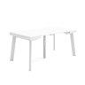 Mesa Consola Extensível, Cozinha, Sala de jantar, 160x90x73cm, Para 8 pessoas, Pés de madeira, Estilo moderno, Branco