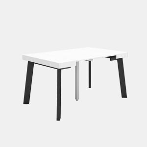 Mesa Consola Extensível, Cozinha, Sala de jantar, 140x90x73cm, Para 6 pessoas, Pés de madeira, Estilo moderno, Branco