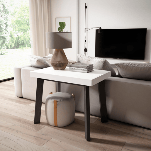 Mesa Consola Extensível, Cozinha, Sala de jantar, 140x90x73cm, Para 6 pessoas, Pés de madeira, Estilo moderno, Branco Mesa Consola Extensível, Cozinha, Sala de jantar, 140x90x73cm, Para 6 pessoas, Pés de madeira, Estilo moderno, Branco