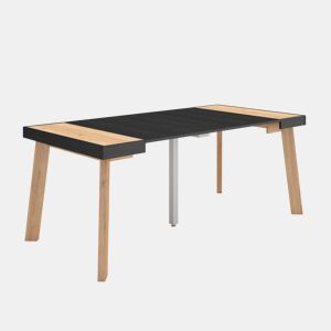 Mesa Consola Extensível, Cozinha, Sala de jantar, 180x90x73cm, Para 8 pessoas, Pés de madeira, Estilo moderno, Carvalho e preto