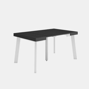 Mesa Consola Extensível, Cozinha, Sala de jantar, 140x90x73cm, Para 6 pessoas, Pés de madeira, Estilo moderno, Preto