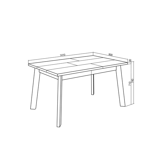 Mesa Sala de Jantar, Mesa Cozinha, 140x90x75cm, Para 6 pessoas, Pés de madeira, Cimento
