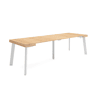 Mesa Consola Extensível, Cozinha, Sala de jantar, 262x90x73cm, Para 12 pessoas, Pés de madeira, Estilo moderno, Carvalho
