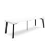 Mesa Consola Extensível, Cozinha, Sala de jantar, 262x90x73cm, Para 12 pessoas, Pés de madeira, Estilo moderno, Branco