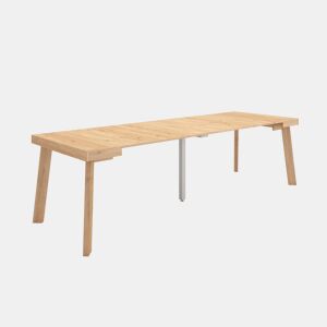 Mesa Consola Extensível, Cozinha, Sala de jantar, 262x90x73cm, Para 12 pessoas, Pés de madeira, Estilo moderno, Carvalho