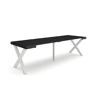 Mesa Consola Extensível, Cozinha, Sala de jantar, 262x90x73cm, Para 12 pessoas, Pés de madeira, Estilo moderno, Preto