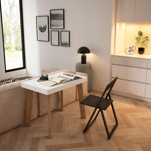 Mesa Consola Extensível, Cozinha, Sala de jantar, 222x90x73cm, Para 10 pessoas, Pés de madeira, Estilo moderno, Branco Mesa Consola Extensível, Cozinha, Sala de jantar, 222x90x73cm, Para 10 pessoas, Pés de madeira, Estilo moderno, Branco