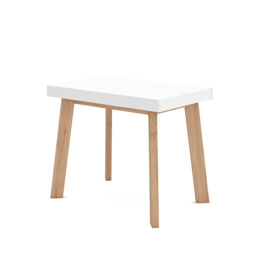 Mesa Consola Extensível, Cozinha, Sala de jantar, 222x90x73cm, Para 10 pessoas, Pés de madeira, Estilo moderno, Branco Mesa Consola Extensível, Cozinha, Sala de jantar, 222x90x73cm, Para 10 pessoas, Pés de madeira, Estilo moderno, Branco