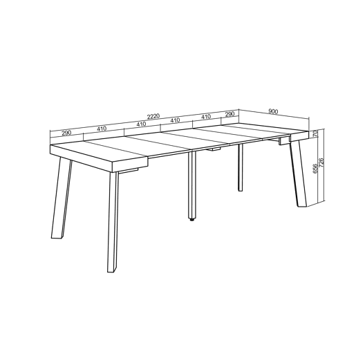 Mesa Consola Extensível, Cozinha, Sala de jantar, 222x90x73cm, Para 10 pessoas, Pés de madeira, Estilo moderno, Branco Mesa Consola Extensível, Cozinha, Sala de jantar, 222x90x73cm, Para 10 pessoas, Pés de madeira, Estilo moderno, Branco