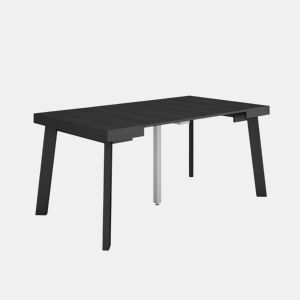 Mesa Consola Extensível, Cozinha, Sala de jantar, 160x90x73cm, Para 8 pessoas, Pés de madeira, Estilo moderno, Preto