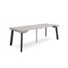 Mesa Consola Extensível, Cozinha, Sala de jantar, 222x90x73cm, Para 10 pessoas, Pés de madeira, Estilo moderno, Cimento