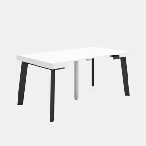 Mesa Consola Extensível, Cozinha, Sala de jantar, 160x90x73cm, Para 8 pessoas, Pés de madeira, Estilo moderno, Branco