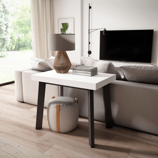 Mesa Consola Extensível, Cozinha, Sala de jantar, 160x90x73cm, Para 8 pessoas, Pés de madeira, Estilo moderno, Branco