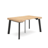 Mesa Consola Extensível, Cozinha, Sala de jantar, 140x90x73cm, Para 6 pessoas, Pés de madeira, Estilo moderno, Carvalho e preto