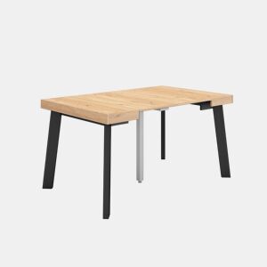 Mesa Consola Extensível, Cozinha, Sala de jantar, 140x90x73cm, Para 6 pessoas, Pés de madeira, Estilo moderno, Carvalho e preto