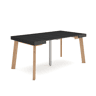 Mesa Consola Extensível, Cozinha, Sala de jantar, 160x90x73cm, Para 8 pessoas, Pés de madeira, Estilo moderno, Preto
